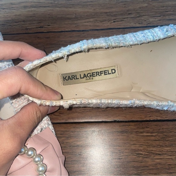 Coquette flats Karl lagerfeld pearl tweed bow flats fall flats winter flats - Picture 5 of 11